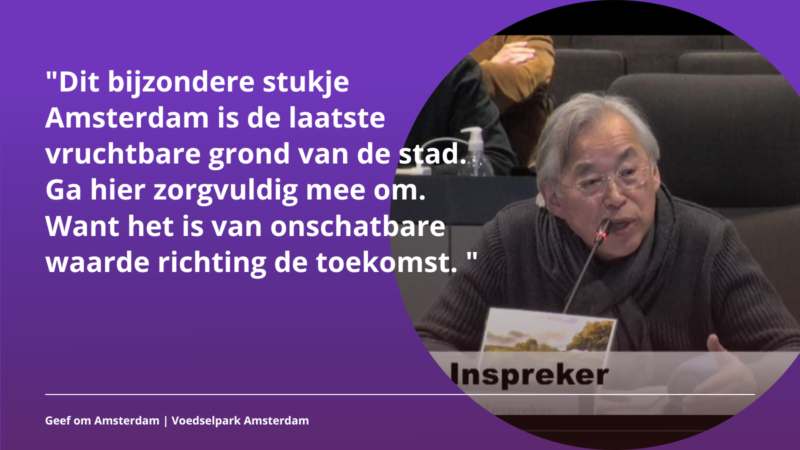 Amsterdammer spreekt zorgen uit over de lutkemeerpolder bij de gemeenteraad.